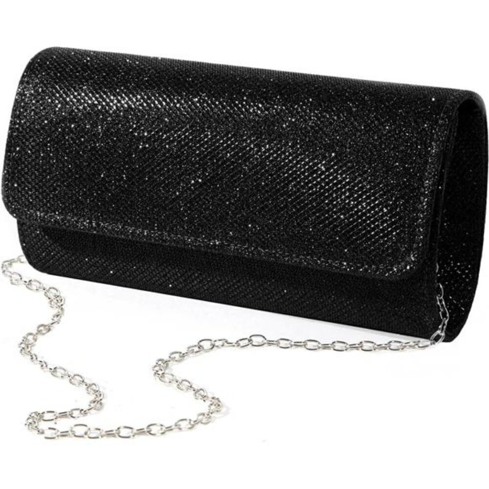 Black Evening Bag Clutch Purses Women Ladies Sparkling Party Handbag
